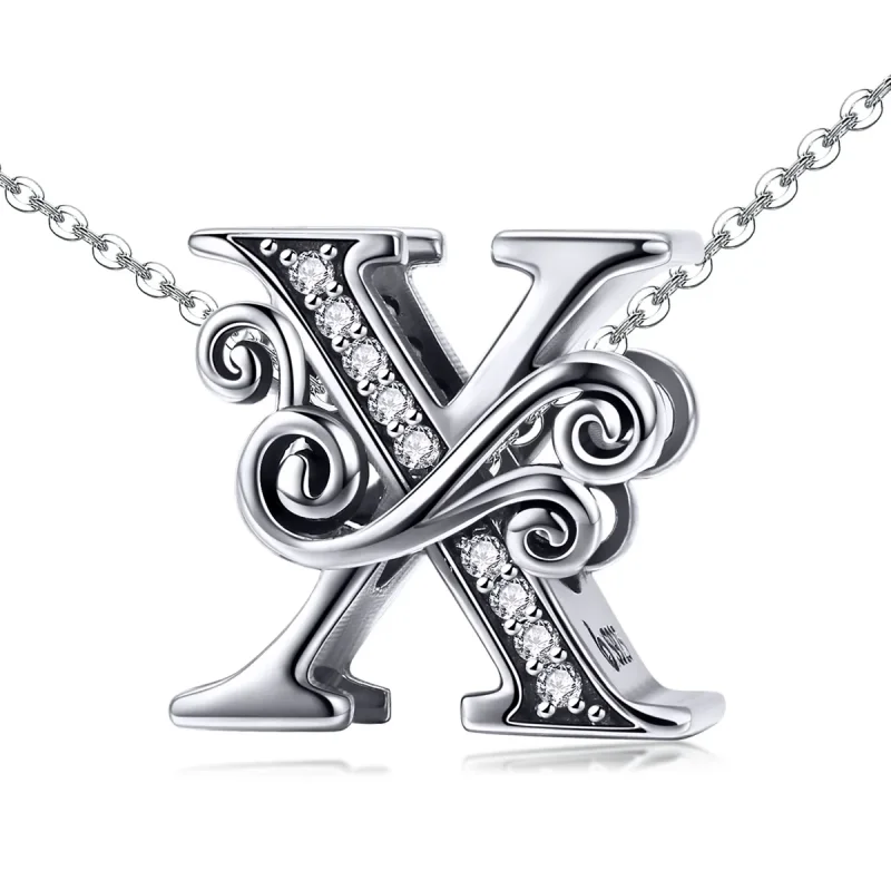 (bilde for)  Pandora Style Glitrende Pavé Flower Letter X Charm - BSC030-X - Vis 2