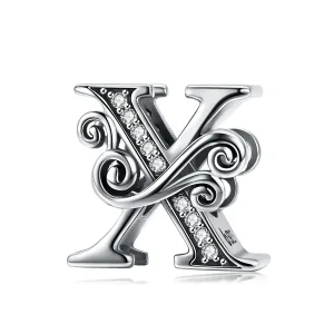 (bilde for)  Pandora Style Glitrende Pavé Flower Letter X Charm - BSC030-X