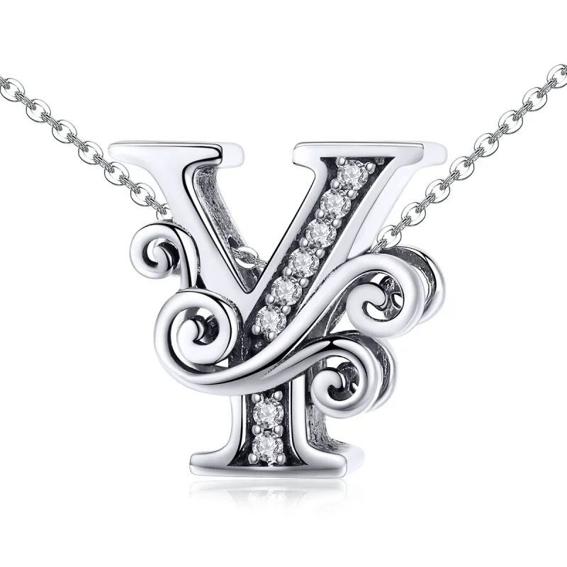 (bilde for)  Pandora Style Glitrende Pavé Flower Letter Y Charm - BSC030-Y - Vis 2