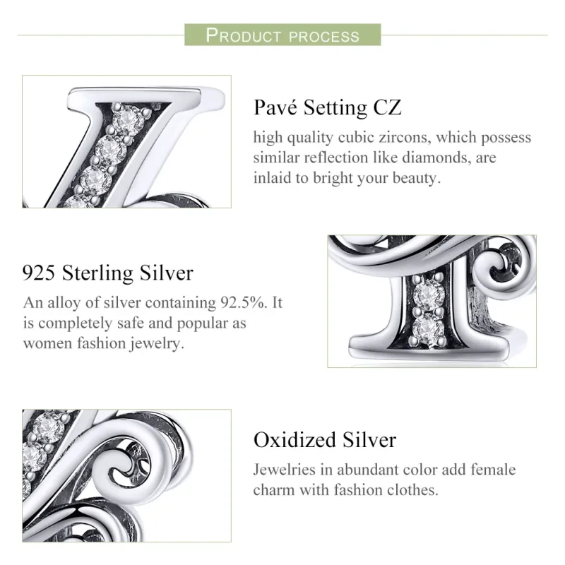(bilde for)  Pandora Style Glitrende Pavé Flower Letter Y Charm - BSC030-Y - Vis 6