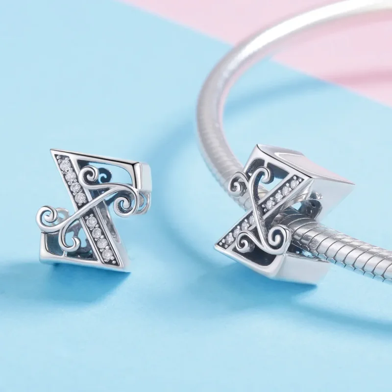 (bilde for)  Pandora Style Glitrende Pavé Flower Letter Z Charm - BSC030-Z - Vis 4