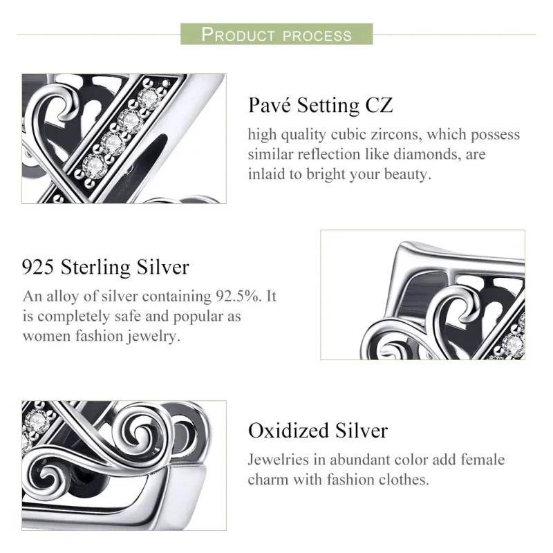 (bilde for)  Pandora Style Glitrende Pavé Flower Letter Z Charm - BSC030-Z - Vis 6