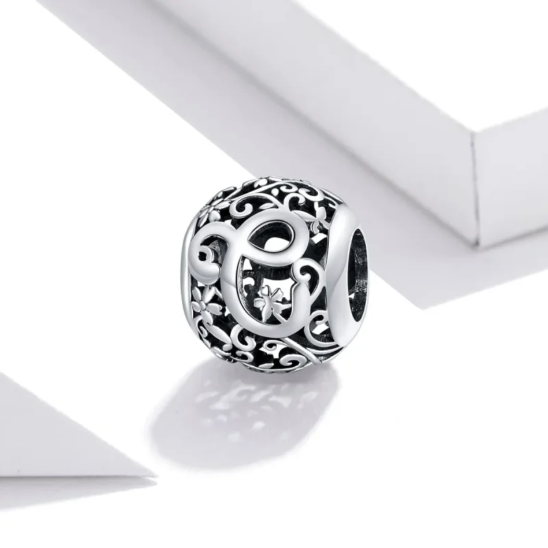 (bilde for)  Pandora Style Openwork Flower Letter C Charm - SCC1444-C - Vis 2