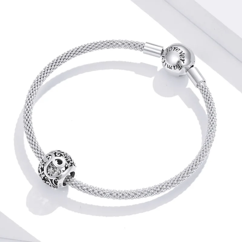 (bilde for)  Pandora Style Openwork Flower Letter C Charm - SCC1444-C - Vis 3
