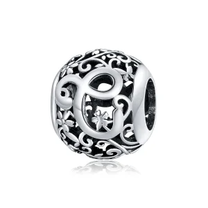 (bilde for)  Pandora Style Openwork Flower Letter C Charm - SCC1444-C