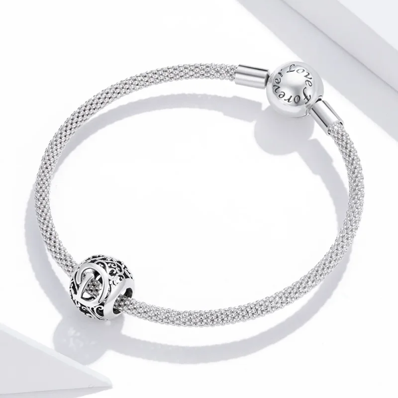 (bilde for)  Pandora Style Openwork Flower Letter D Charm - SCC1444-D - Vis 3