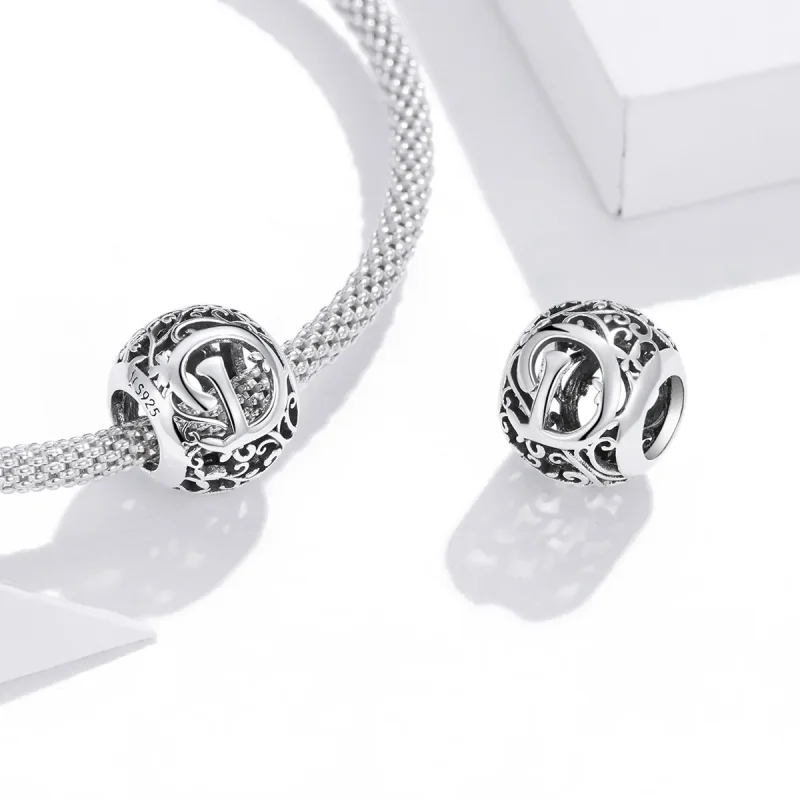 (bilde for)  Pandora Style Openwork Flower Letter D Charm - SCC1444-D - Vis 4