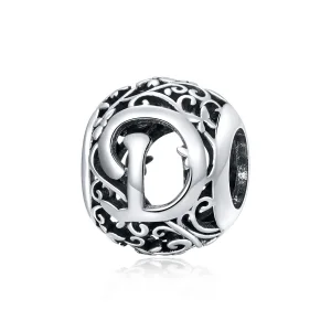 (bilde for)  Pandora Style Openwork Flower Letter D Charm - SCC1444-D