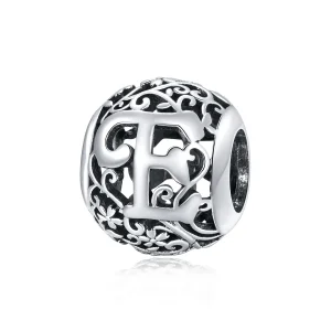 (bilde for)  Pandora Style Openwork Flower Letter E Charm - SCC1444-E