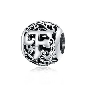 (bilde for)  Pandora Style Openwork Flower Letter F Charm - SCC1444-F