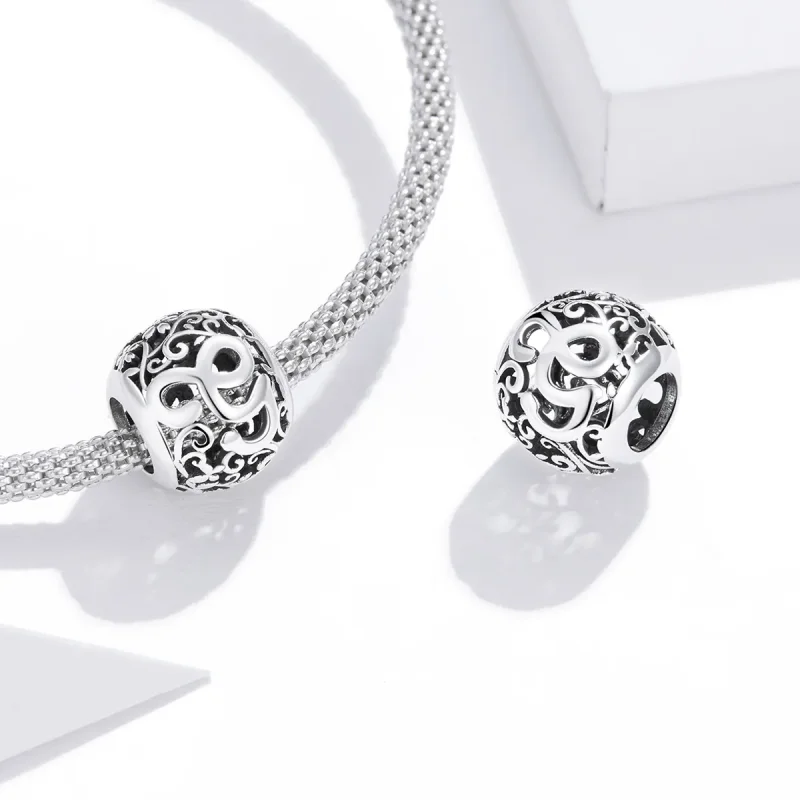 (bilde for)  Pandora Style Openwork Flower Letter G Charm - SCC1444-G - Vis 4