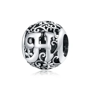 (bilde for)  Pandora Style Openwork Flower Letter H Charm - SCC1444-H