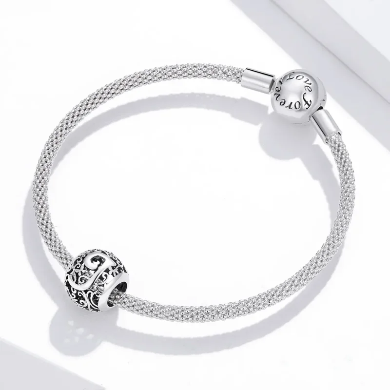 (bilde for)  Pandora Style Openwork Flower Letter J Charm - SCC1444-J - Vis 3