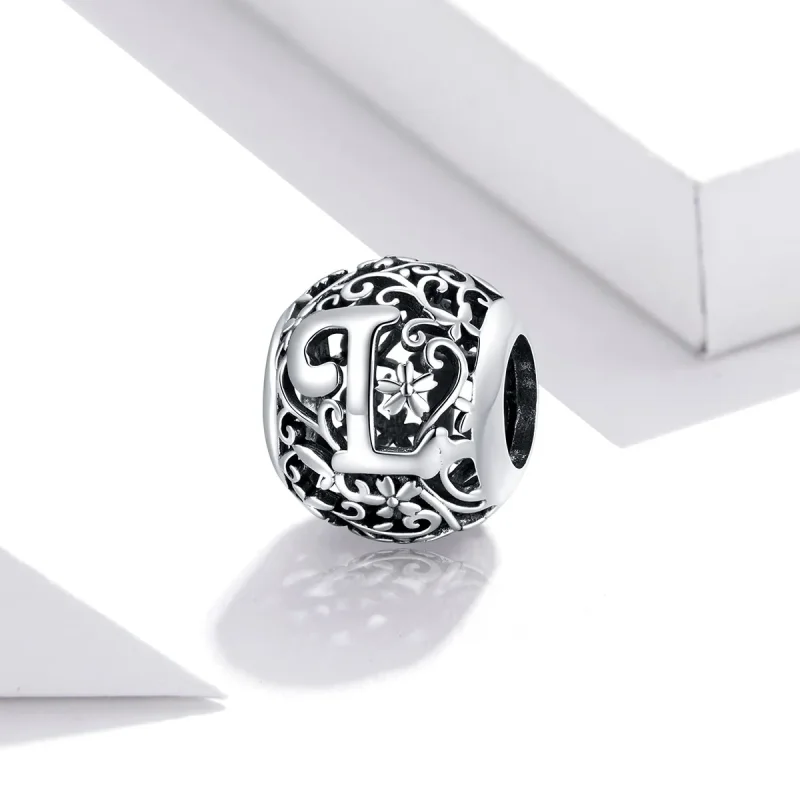 (bilde for)  Pandora Style Openwork Flower Letter L Charm - SCC1444-L - Vis 2