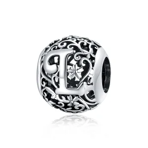 (bilde for)  Pandora Style Openwork Flower Letter L Charm - SCC1444-L