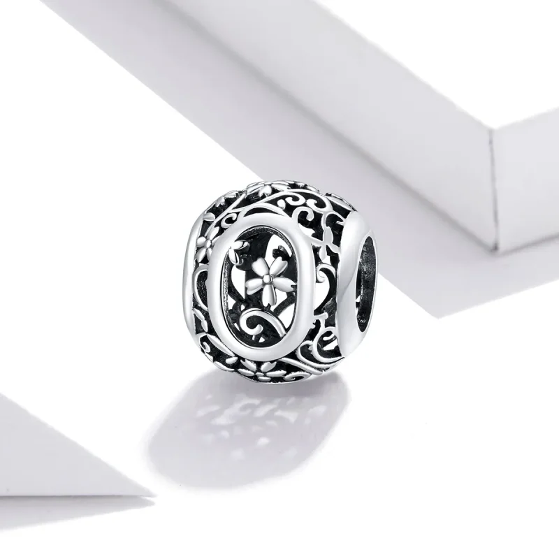 (bilde for)  Pandora Style Openwork Flower Letter O Charm - SCC1444-O - Vis 2