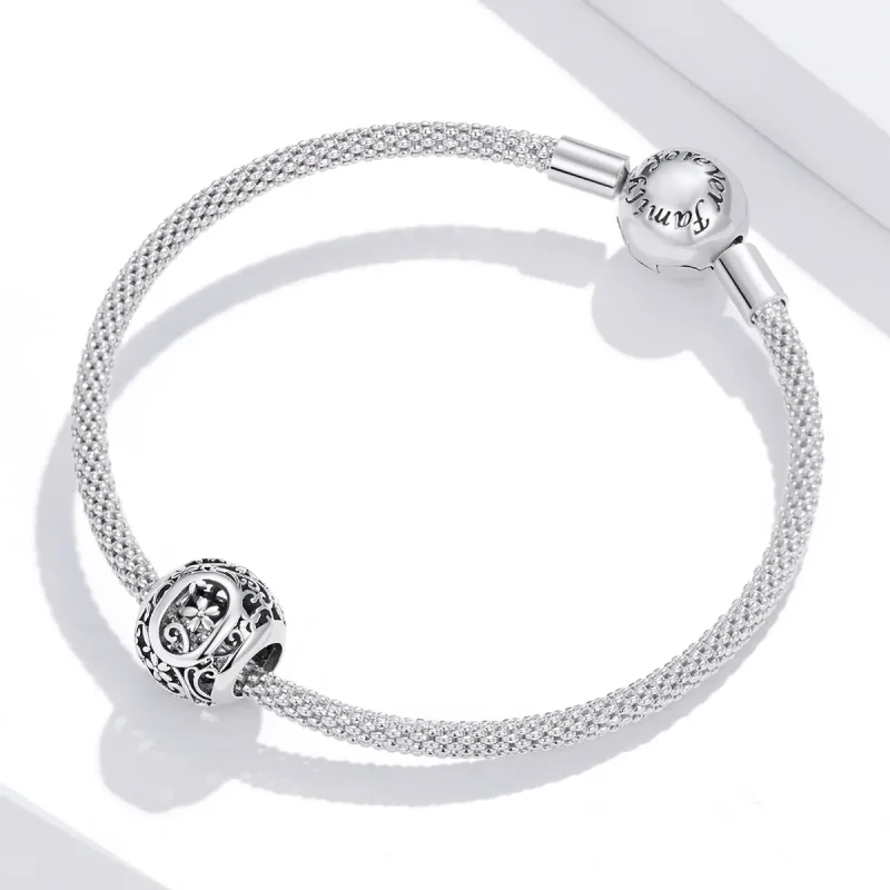(bilde for)  Pandora Style Openwork Flower Letter O Charm - SCC1444-O - Vis 3