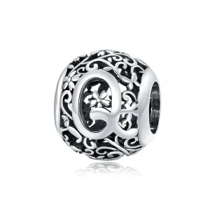 (bilde for)  Pandora Style Openwork Flower Letter Q Charm - SCC1444-Q