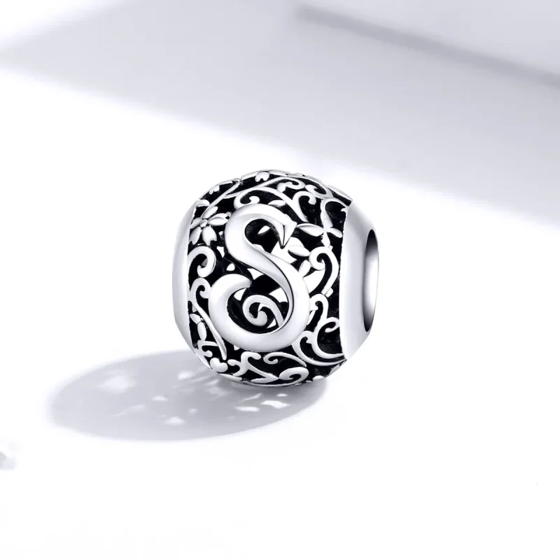 (bilde for)  Pandora Style Openwork Flower Letter S Charm - SCC1444-S - Vis 2
