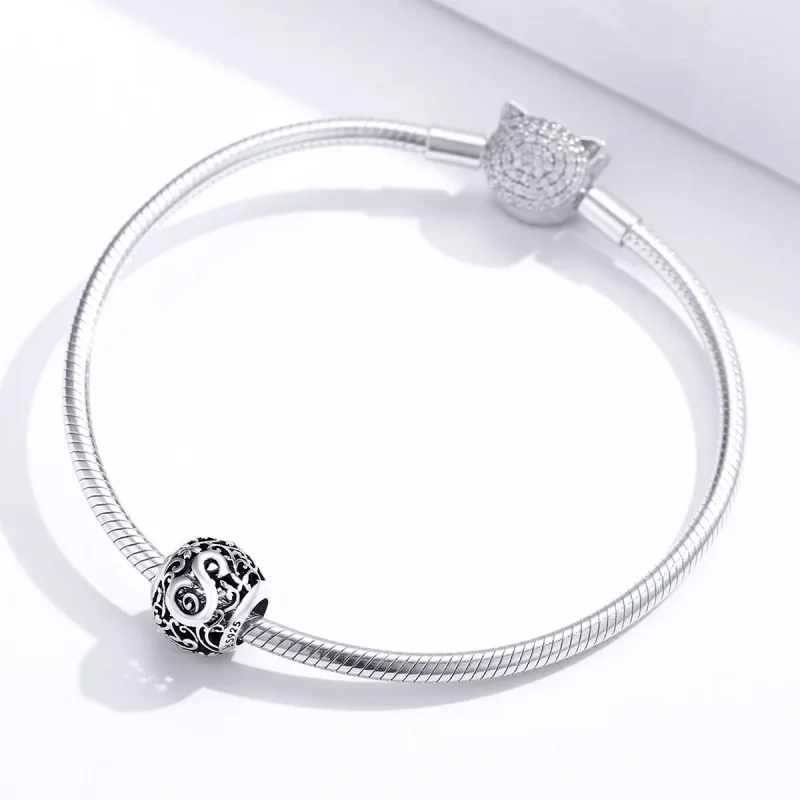 (bilde for)  Pandora Style Openwork Flower Letter S Charm - SCC1444-S - Vis 3