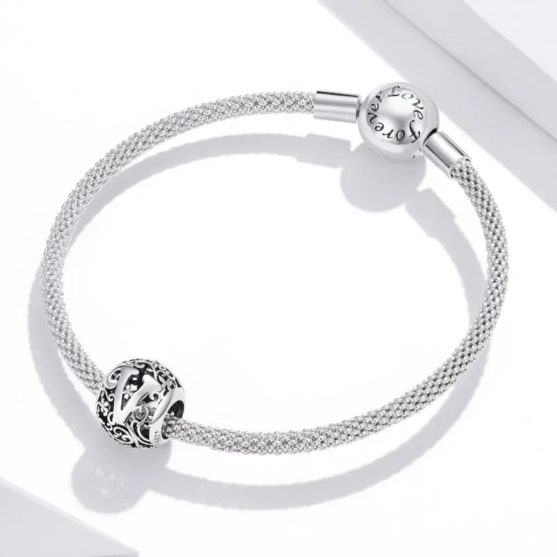 (bilde for)  Pandora Style Openwork Flower Letter V Charm - SCC1444-V - Vis 3
