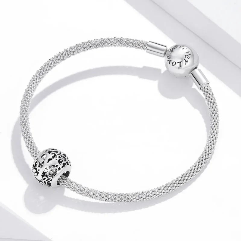 (bilde for) Pandora Style Openwork Flower Letter Y Charm - SCC1444-Y - Vis 3