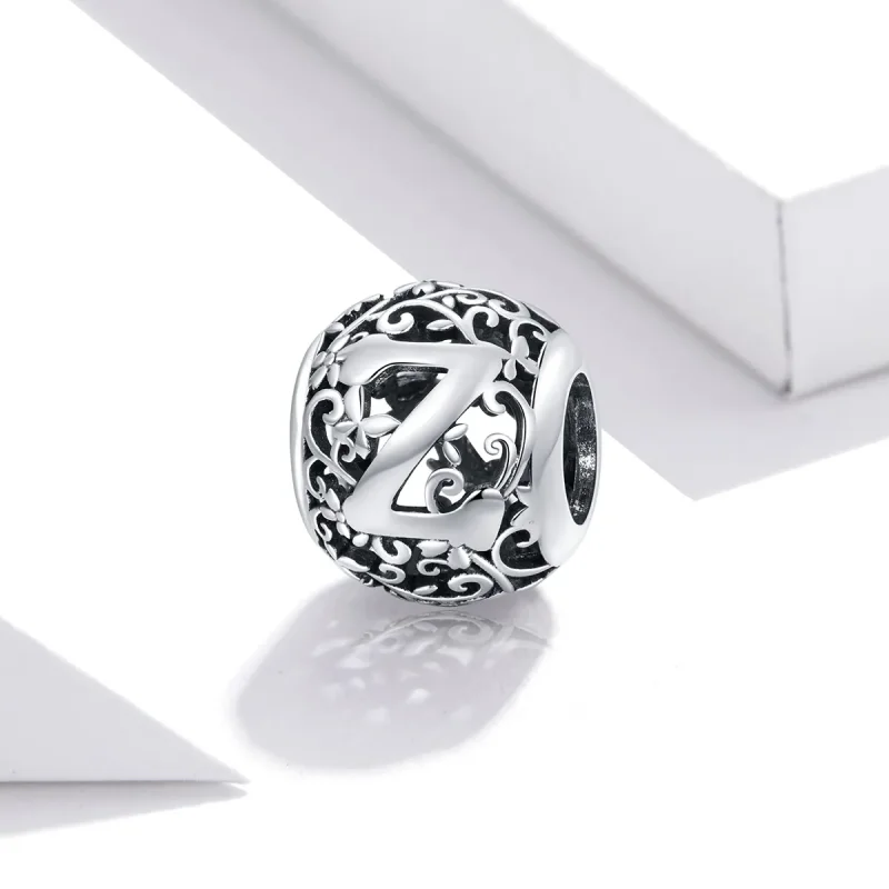 (bilde for)  Pandora Style Openwork Flower Letter Z Charm - SCC1444-Z - Vis 2