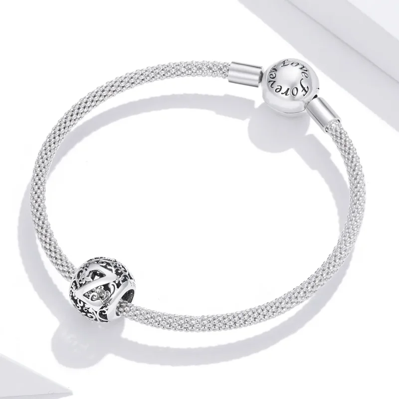 (bilde for)  Pandora Style Openwork Flower Letter Z Charm - SCC1444-Z - Vis 3
