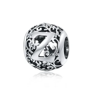 (bilde for)  Pandora Style Openwork Flower Letter Z Charm - SCC1444-Z