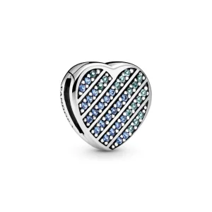 (bilde for) Pandora Blå Pavé Hjerte Klemmecharm - 799346C01