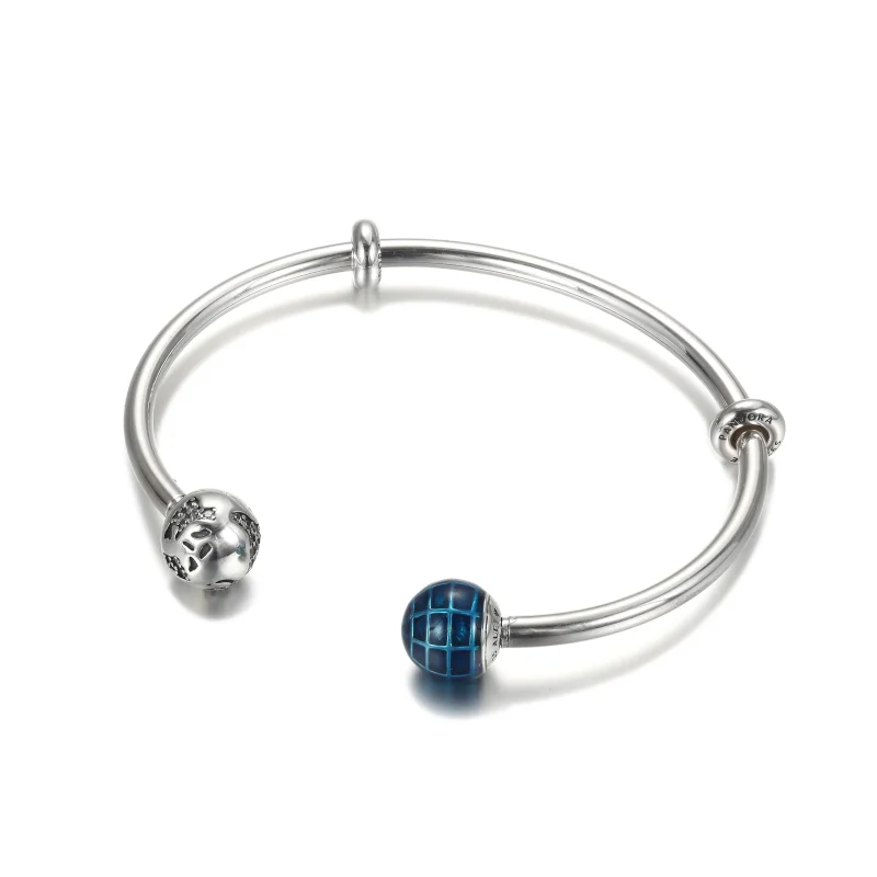 (bilde for) Pandora Blå Planet og Jordklode Åpent Bangle - 599223C01 - Vis 2