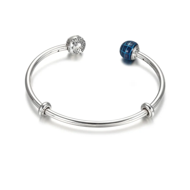 (bilde for) Pandora Blå Planet og Jordklode Åpent Bangle - 599223C01 - Vis 3
