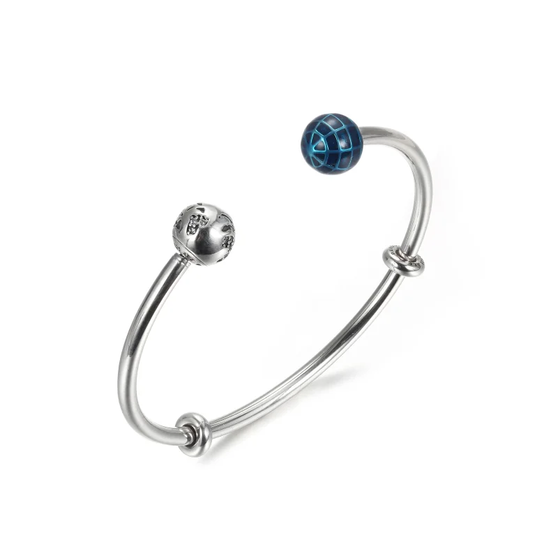 (bilde for) Pandora Blå Planet og Jordklode Åpent Bangle - 599223C01 - Vis 4