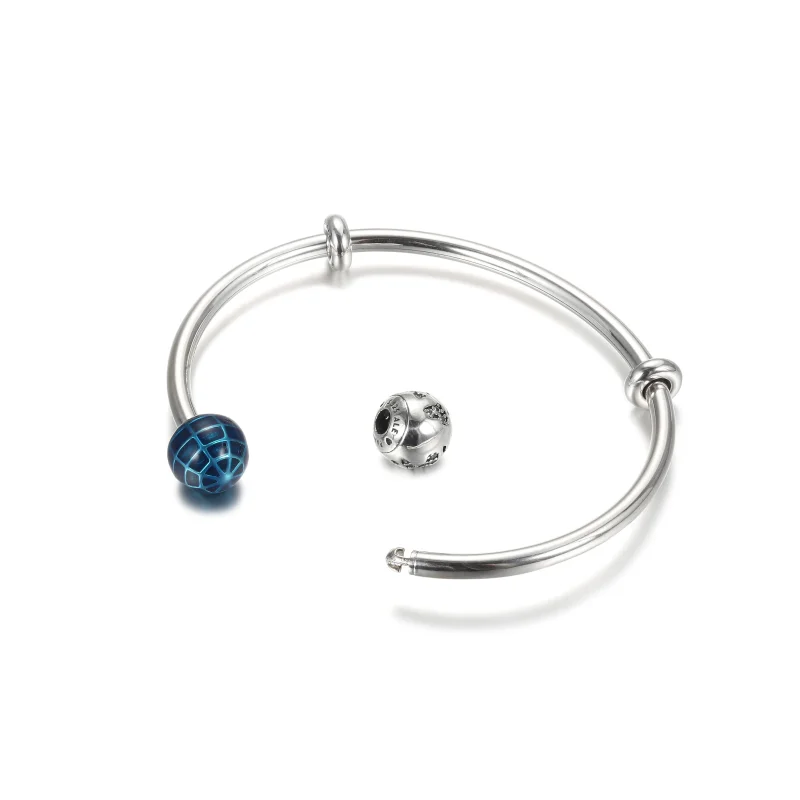 (bilde for) Pandora Blå Planet og Jordklode Åpent Bangle - 599223C01 - Vis 5