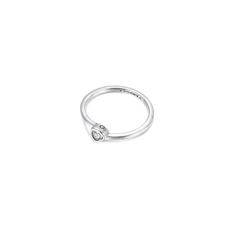 (bilde for) Pandora Blankt Skråstilt Hjerte Solitaire Ring - 199267C02 - Vis 3