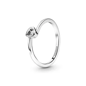 (bilde for) Pandora Blankt Skråstilt Hjerte Solitaire Ring - 199267C02