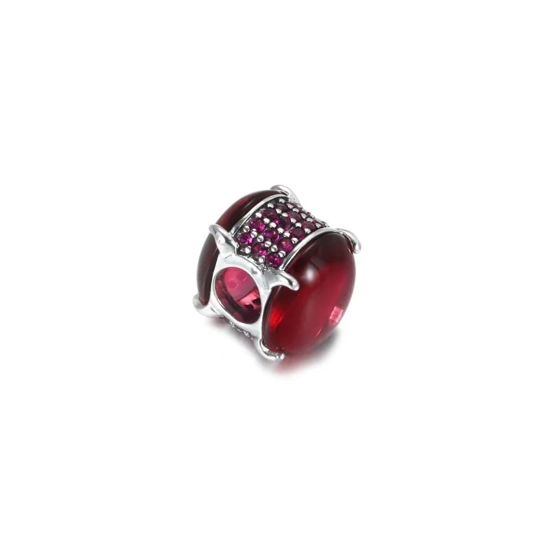 (bilde for) Pandora Fuksia Rose Oval Cabochon Charm - 799309C01 - Vis 3