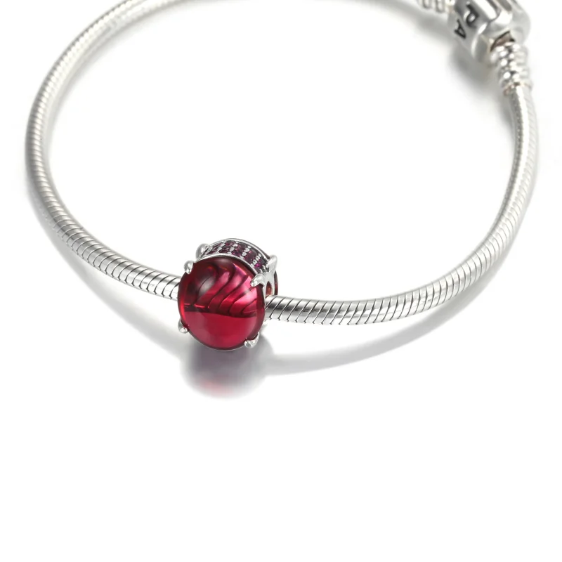(bilde for) Pandora Fuksia Rose Oval Cabochon Charm - 799309C01 - Vis 5