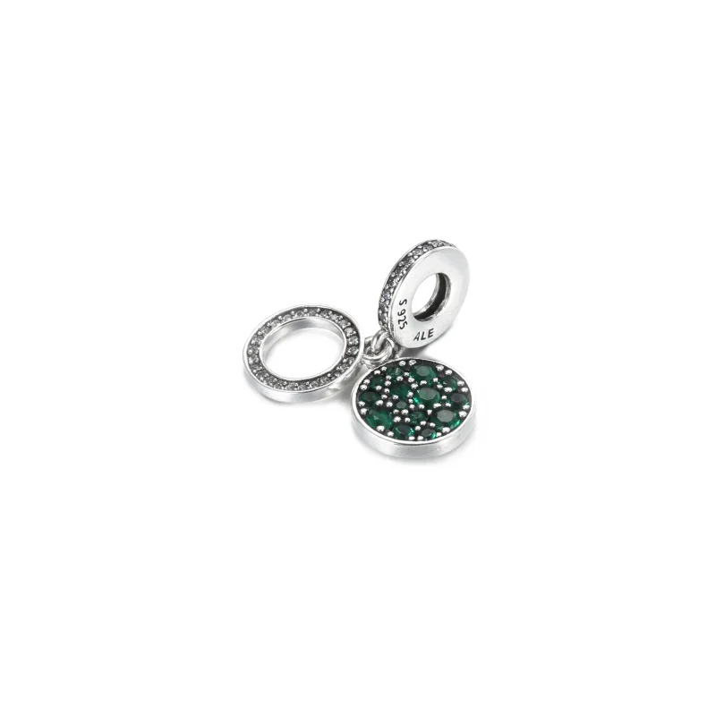 (bilde for) Pandora Funklende Grønn Skive Dobbel Hengende Charm - 799186C02 - Vis 2