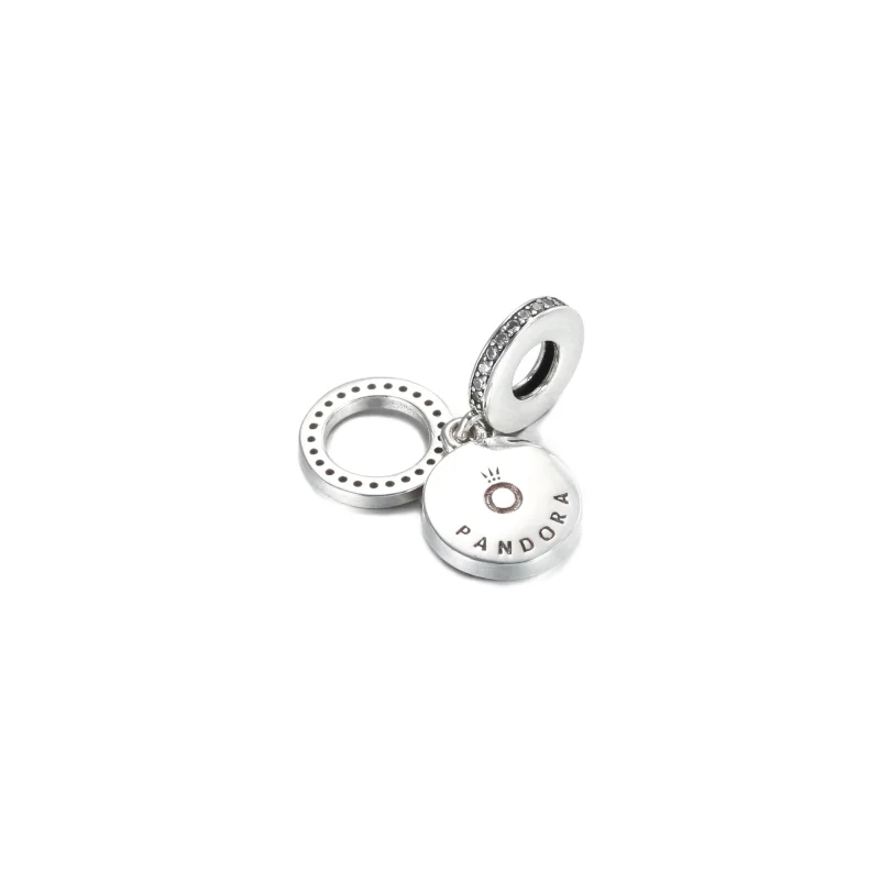 (bilde for) Pandora Funklende Grønn Skive Dobbel Hengende Charm - 799186C02 - Vis 3