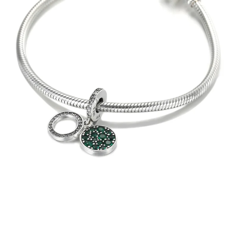 (bilde for) Pandora Funklende Grønn Skive Dobbel Hengende Charm - 799186C02 - Vis 5