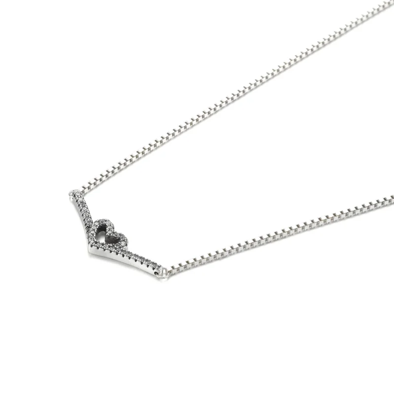 (bilde for) Pandora Funklende Ønskebein Hjerte Collier Halskjede - 399273C01 - Vis 2
