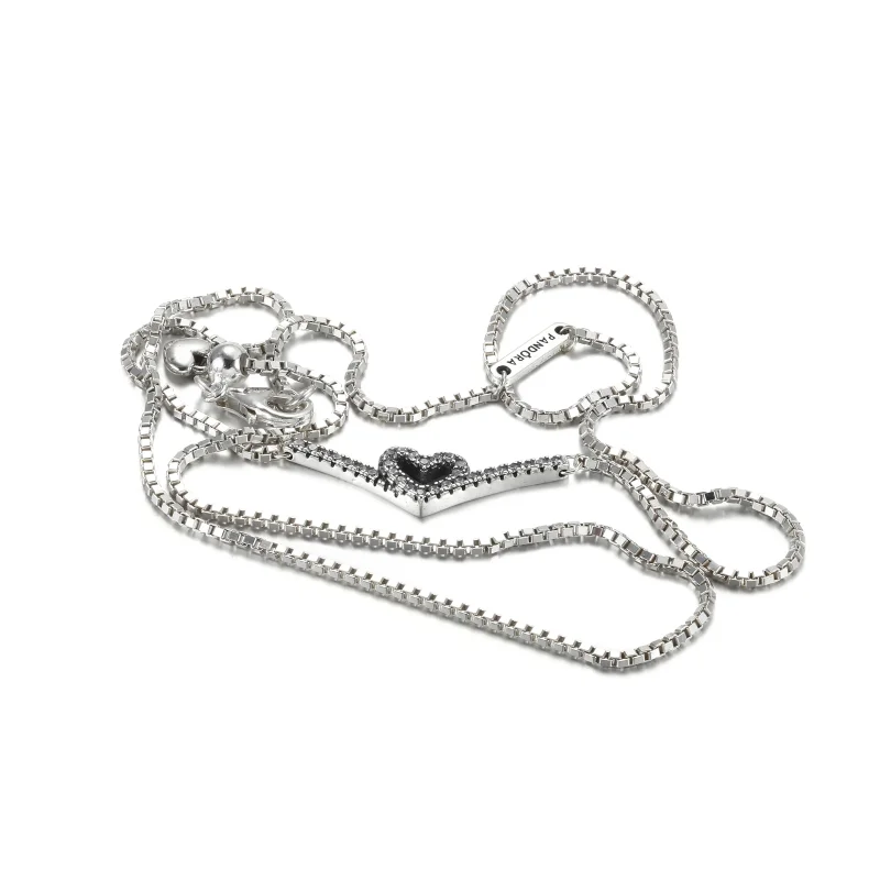 (bilde for) Pandora Funklende Ønskebein Hjerte Collier Halskjede - 399273C01 - Vis 5