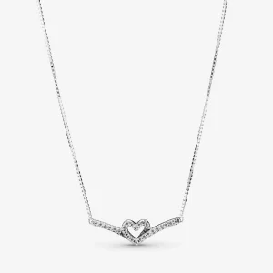 (bilde for) Pandora Funklende Ønskebein Hjerte Collier Halskjede - 399273C01