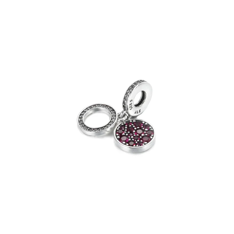 (bilde for) Pandora Funklende Rød Skive Dobbel Hengende Charm - 799186C03 - Vis 2