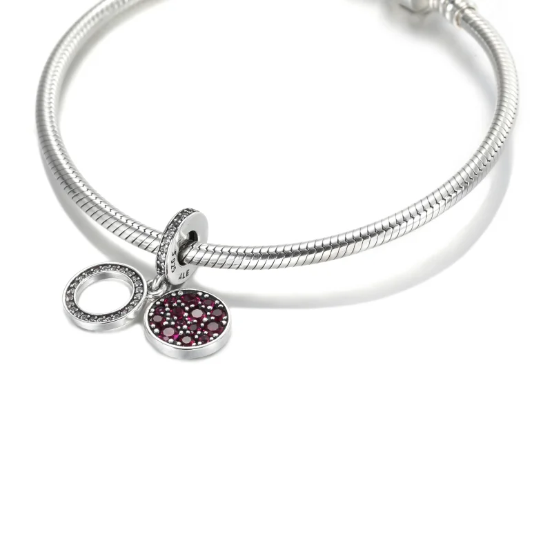 (bilde for) Pandora Funklende Rød Skive Dobbel Hengende Charm - 799186C03 - Vis 5