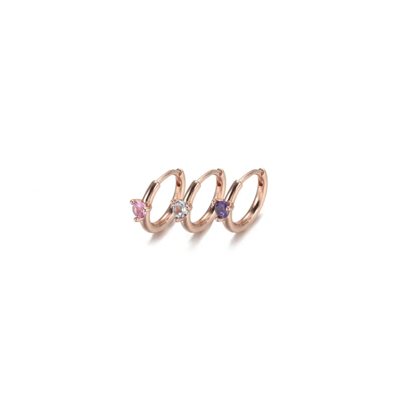 (bilde for) Pandora Lys Blå Solitaire Huggie Hoop Øreringer - 289304C02 - Vis 2