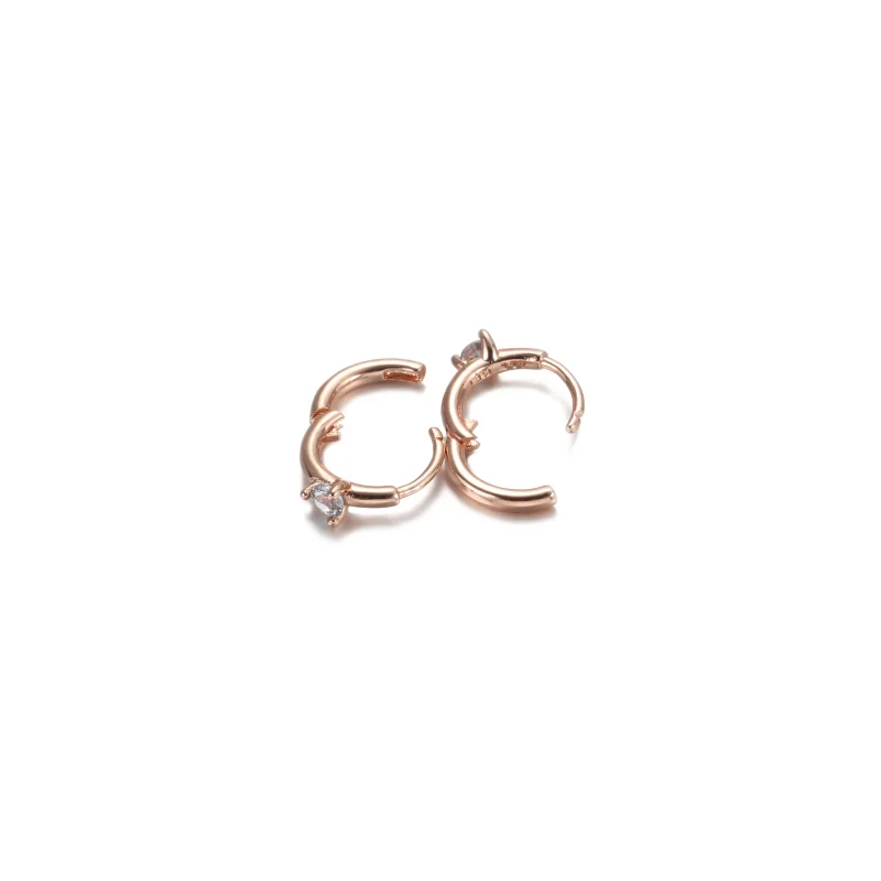 (bilde for) Pandora Lys Blå Solitaire Huggie Hoop Øreringer - 289304C02 - Vis 7