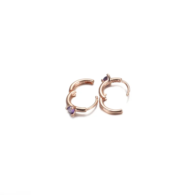 (bilde for) Pandora Lys Blå Solitaire Huggie Hoop Øreringer - 289304C02 - Vis 9