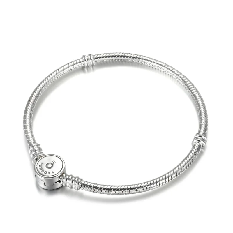 (bilde for) Pandora Moments Funklende Blå Skiveformet Klemme Slangekjedearmbånd - 599288C01 - Vis 5